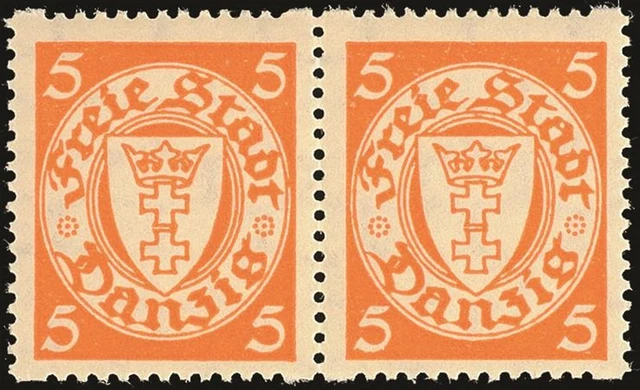 7011) Danzig 193Dy(2) postfrisch Rollenmarke mattchromgelb waag. Paar Mi. 200,-