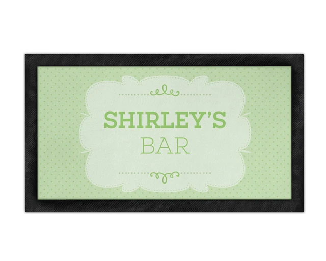 Personalised Any Name's Bar Green Bar Runner Mat Garden Home Man Cave Pub Tiki