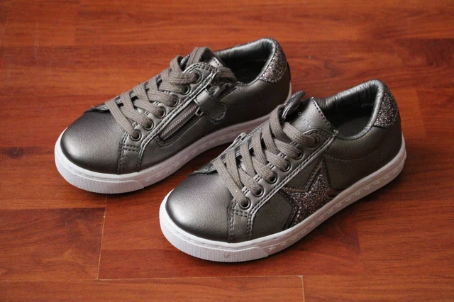 Tommy Hilfiger Metallic Grey And Silver Glitter Toddler Uk Size 11 Trainers