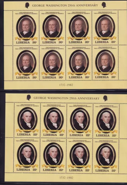 Liberia 1981 Mnh, Full Sheets Of 8, U.s. Presidents
