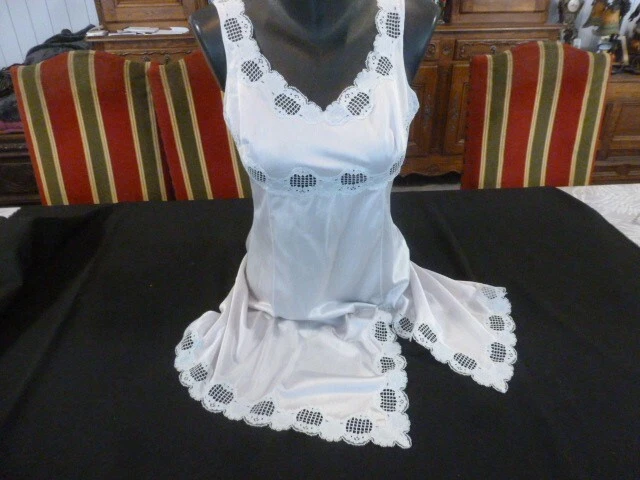 Combinaison & Fond De Robe Vintage Dentelle Crème - Taille 42/44 - Neuf Avec Imperfections