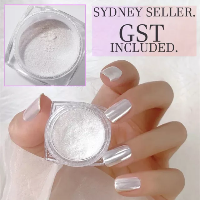 WHITE CHROME POWDER Matte Pigment Pearl Nails Nail Art Crystal Shiny Dust  DIY