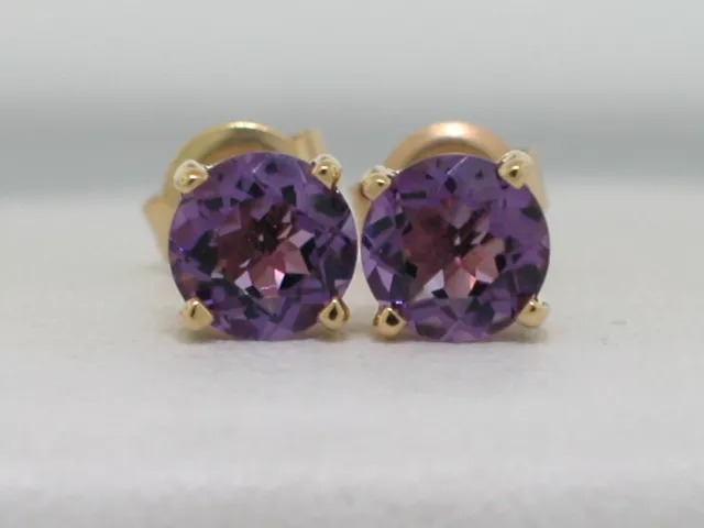 Amethyst Ohrstecker 585 Gelbgold 14Kt Gold natürliche facettierte Amethyste