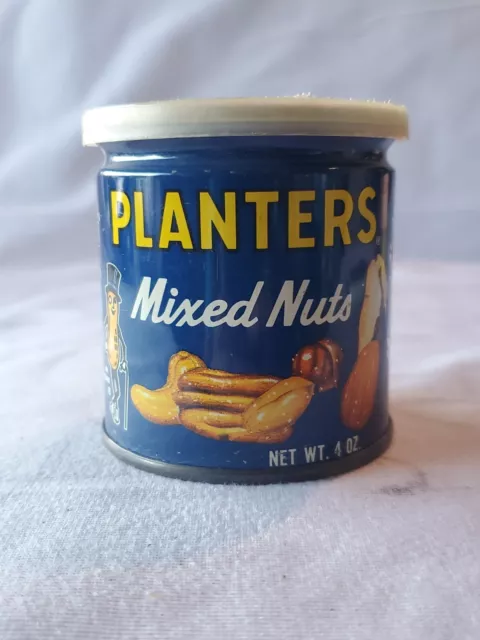 Vtg Planters Orig Mr Peanut Mixed Nuts Tin Can No Lid Copyrighted 1944  apprx 3x3