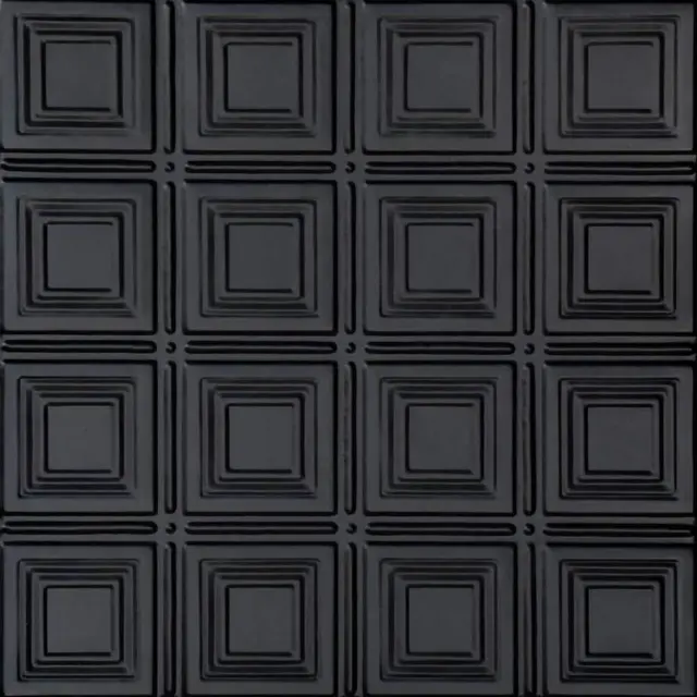 FROM PLAIN TO BEAUTIFUL IN HOURS Ceiling Tile 24.25"x24.25" Black Tin Style