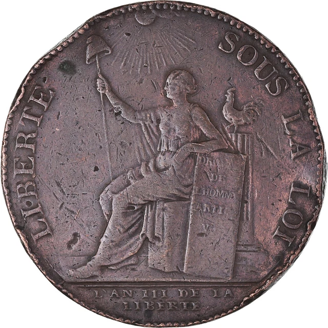 [#1043307] Münze, Frankreich, Monneron, 2 Sols, 1791, S+, Bronze, KM:Tn23, Brand