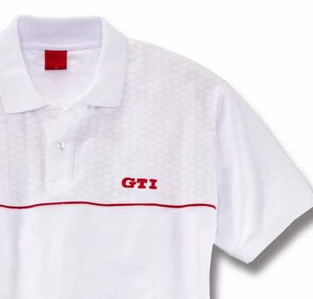 VW GTi COLLECTION MENS WHITE RED POLO T SHIRT – GENUINE VOLKSWAGEN MERCHANDISE