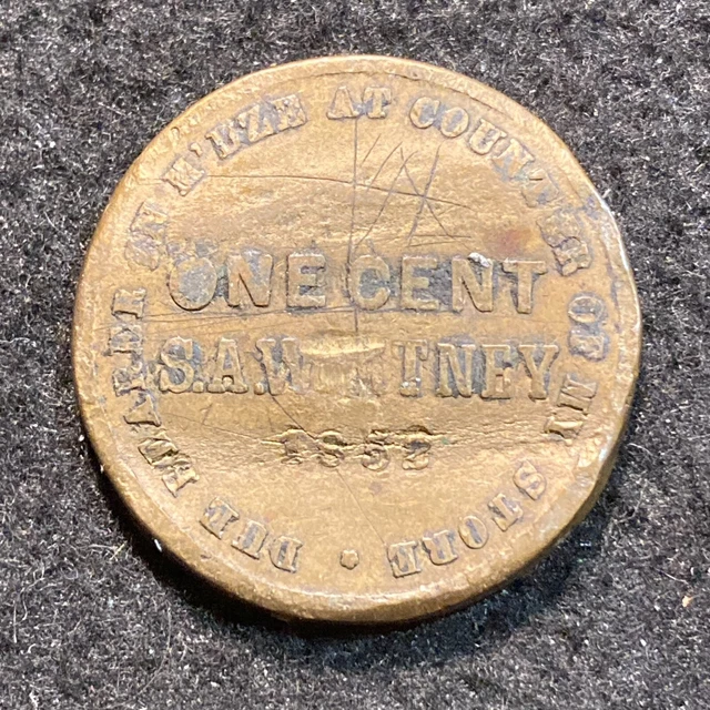 1852 S.A. Whitney Glassboro, NJ Hard Times Token