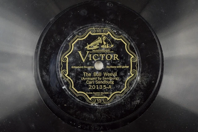 1926 Carl Sandburg - Blues Victor 78 RPM - The Boll Weevil A21