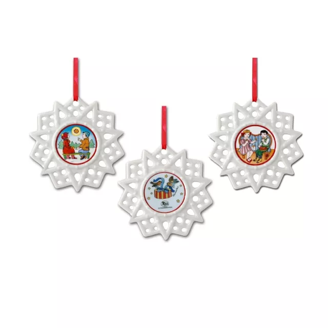 3x Hutschenreuther Schmucksterne mit 2 Motiven Weihnachtsstern Porzellan Stern