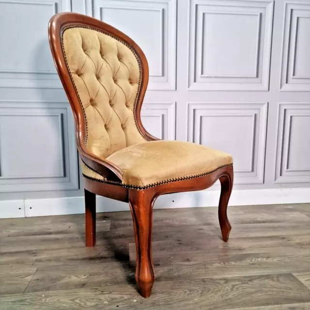 Antique Victorian Style Button Spoon Back Chair Fireside Carved Nursing Seat