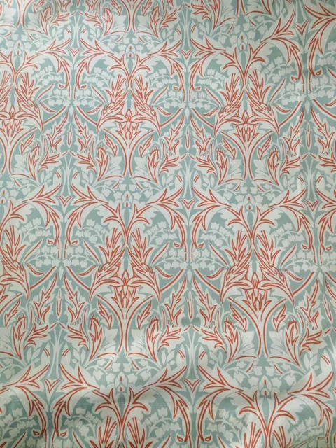 House Of Bath William Morris Style Curtains Duck Egg Blue/Red 64”w X 72”d