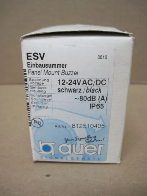 AUER 812510405 Black ESV Panel Mount Buzzer 12-24Vac/DC IP65 80dB