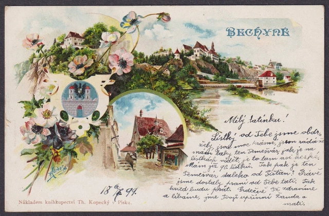 Gruss Aus Bechyne Bechin Castello Ak Litho Boemia Bohemia Cesko Czech