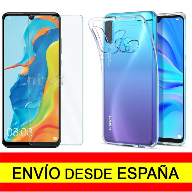 Pack Funda Silicona + Cristal Templado para HUAWEI P30 LITE Protector Vidrio