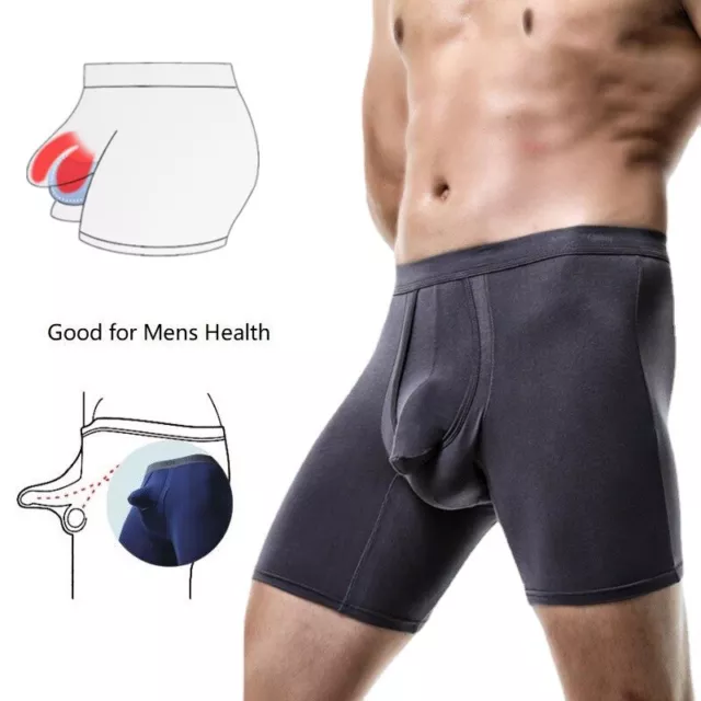 Men Boxer Briefs Open Penis Underwear Sheath Cover Up Pouch Stretch Trunk  Shorts