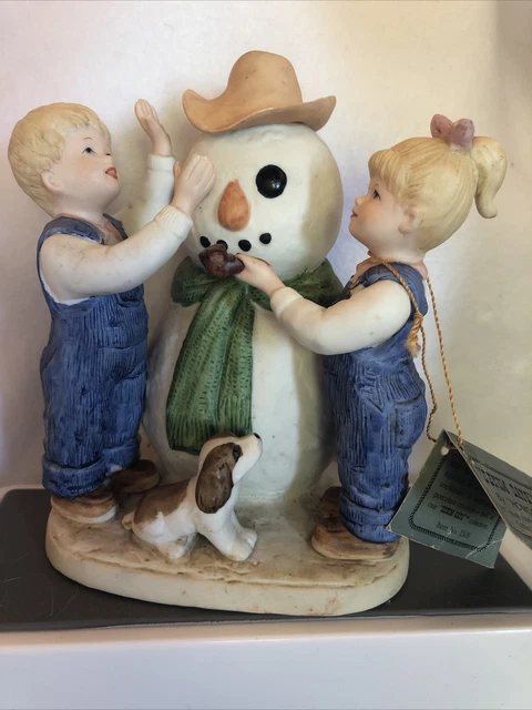 Denim Days Danny and Debbie  Our Snowman #1508 Retired HOMCO