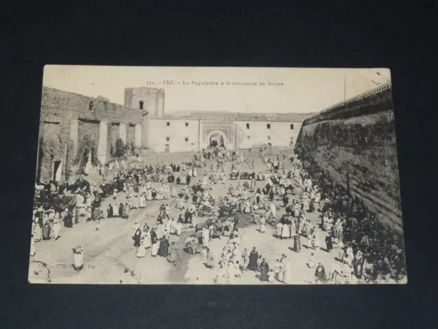 Cpa Postcard 1926 Fez Fes Maroc Population Meeting Sultan Colonies France