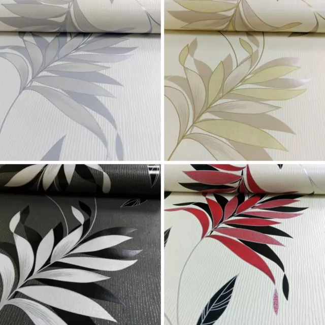 AS Creation Floral Leaf Pattern Wallpaper Embossed Glitter Stripe Motif Roll
