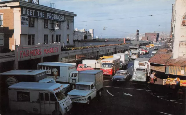 SEATTLE PUBLIC MARKET Street Scene Trucks Cars WA c1960s Chrome Vintage Postcard