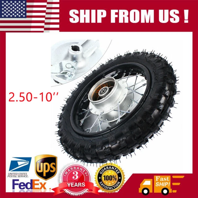 2.50-10 Rim Black Rear Tire Rear Wheel for 50cc-110cc Dirt Bikes/CRF50，DRZ70