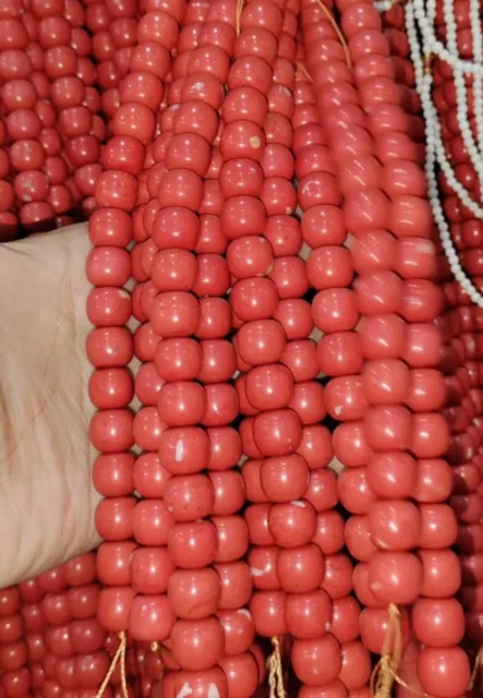 Original Redondo Rojo Coral con Cuentas Hilos Collar Fabricación Joyería Piedra
