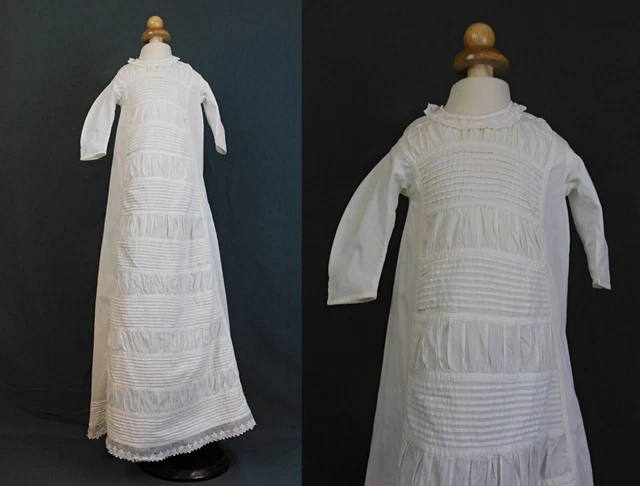 Victorian Infant Baby Gown, Cotton Embroidered, fits 20 inch chest 1800s Antique