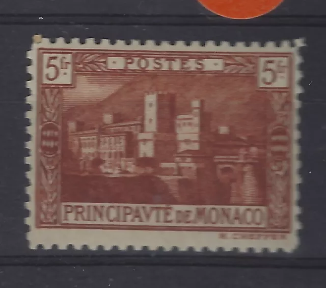 Monaco 1922 5f brown Prince's Palace mint hinged SG #62 high CV