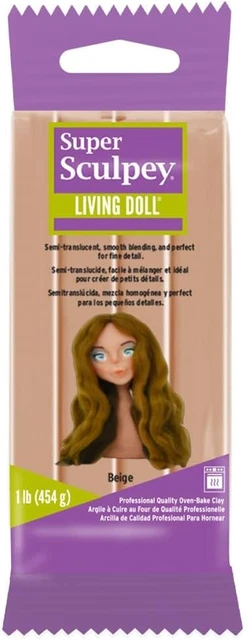 Super Sculpey Living Doll Beige, Premium, Non Toxic, Soft, Sculpting Modeling 1