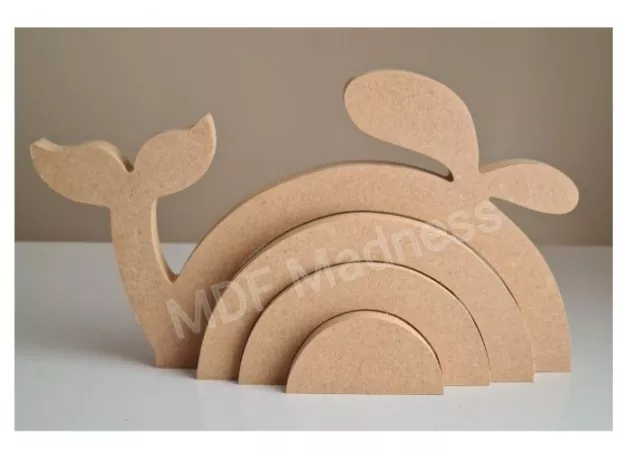Mdf Craft Shape. Wooden 3D Rainbow Whale Stacker