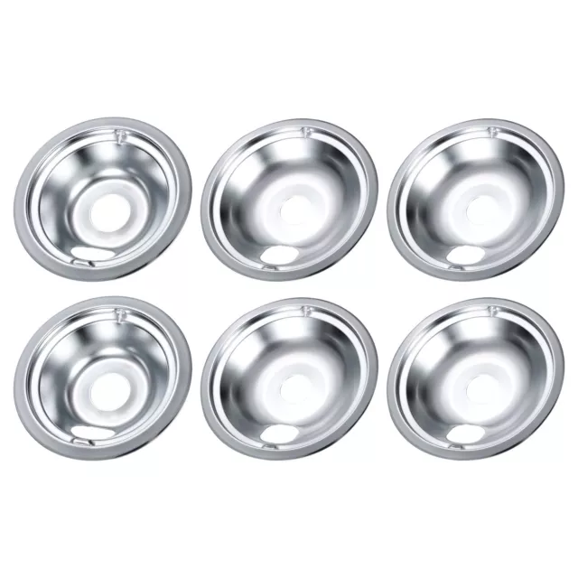 6pcs Chrome Oil Drip Pans 7.68" 9.84" Replacement Set Compatible Electric Range