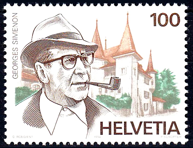1535 postfrisch MNH Schweiz Jahrgang 1994 Simenon Schriftsteller Beligen Pfeife