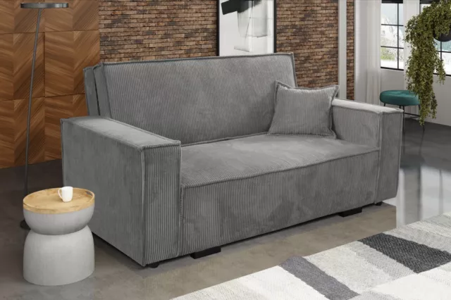 Sofa Bed With Storage Jumbo Cord Single Double Triple Seater Beige Grey Viva