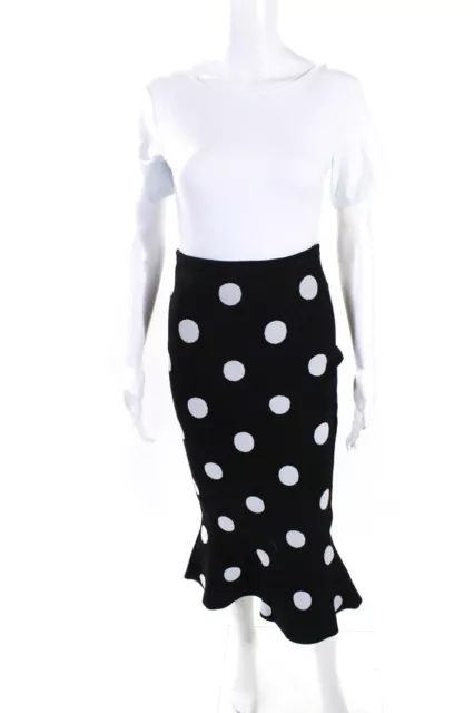 Marni Womens Techno Knit Polka Dot Midi Pencil Skirt Black White Size IT 42