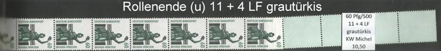 RM Sehenswürdigkeiten 60 Pfg RG 500 ROLLENENDE 11 + 4 LF u grautürkis