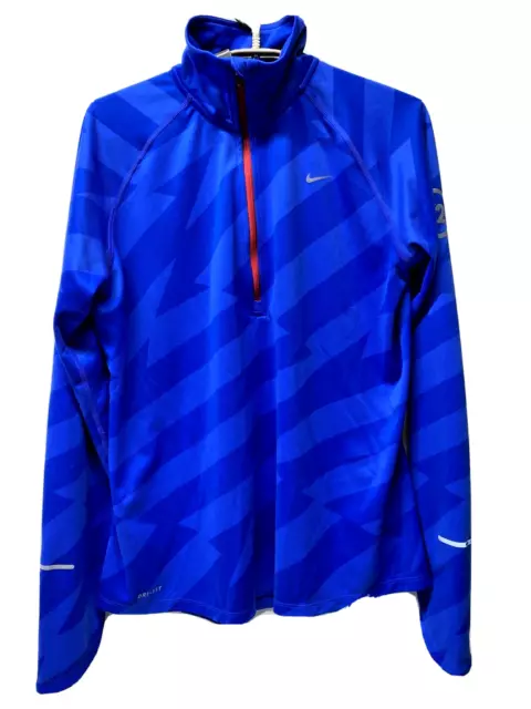 Nike Dri-Fit Element Running Shirt 1/4 Zip Top Youth Size Large, Blue #72 Sleeve