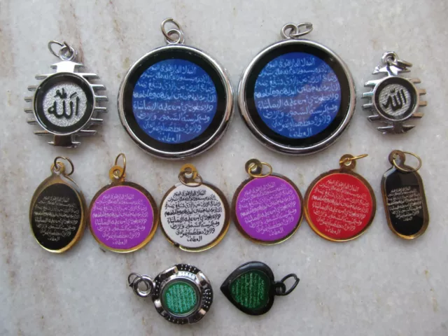 Tribal Ayaat Quran Islamic Holy Spiritual Metal Amulet Necklace Pendent Lot 12P 2