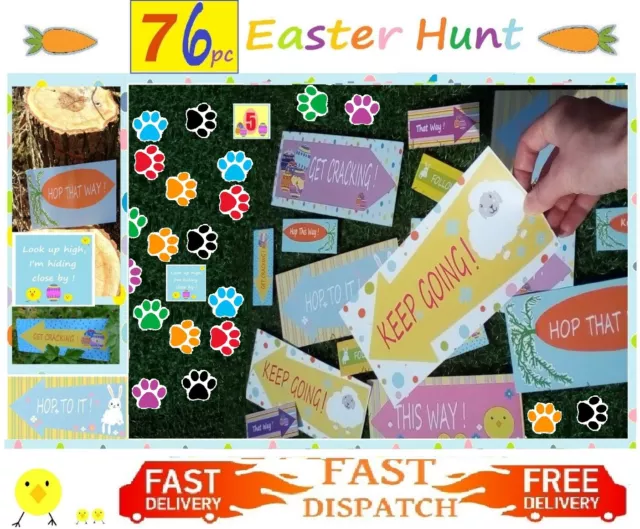 Easter Egg Hunt Arrow Signs Decorations Kids Trail Set Eggs Clues Childrens Fun