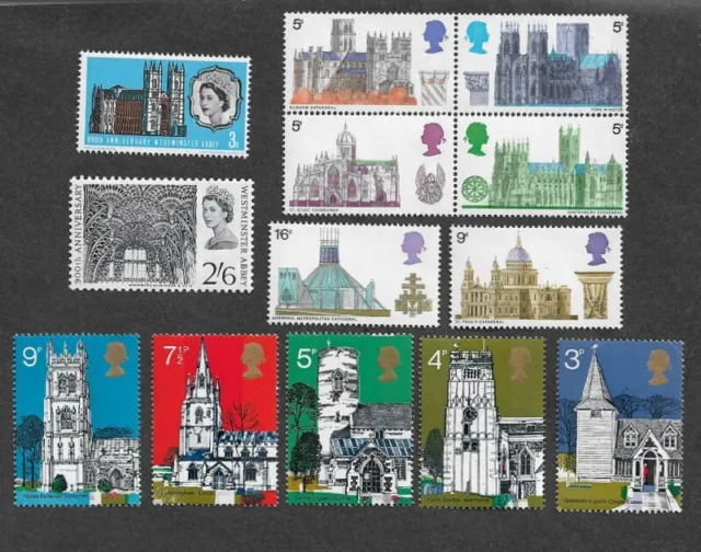 Architecture Cathedrals/Churches/Abbey collection mnh Great Britain 3 sets