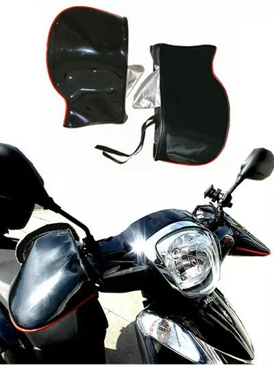Black Motorcycle Handle Bar Mitts Hand Warmer Motorbike Bar Muffs Gloves
