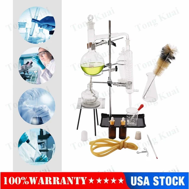 500ml Lab Glassware Kit Water Distiller Distillation Apparatus For Chemistry New