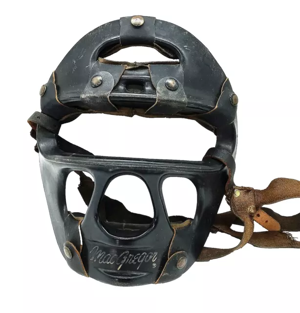 Vintage MacGregor Baseball Umpire/Catcher's Mask Canvas & Leather Straps Black