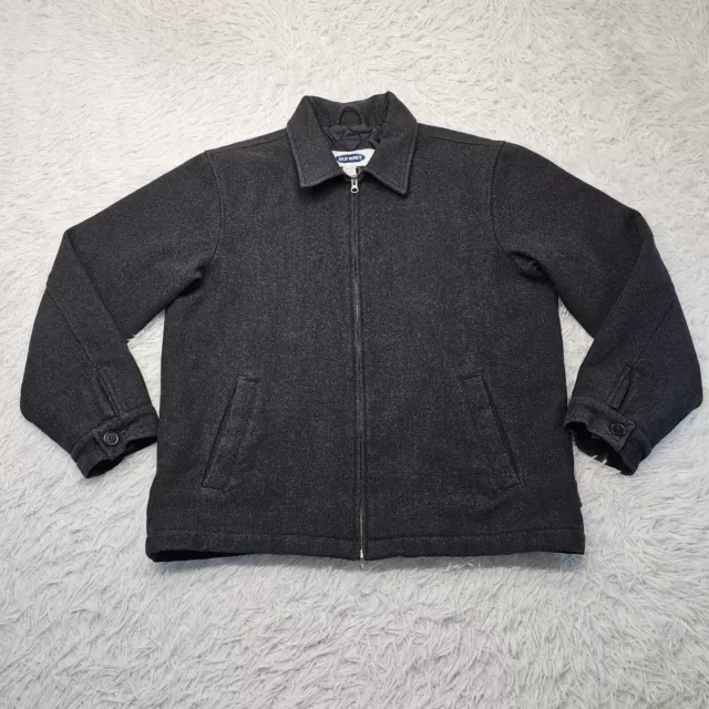 Mens Vintage Old Navy Gray Wool Blend Full Zip Coat Size Large