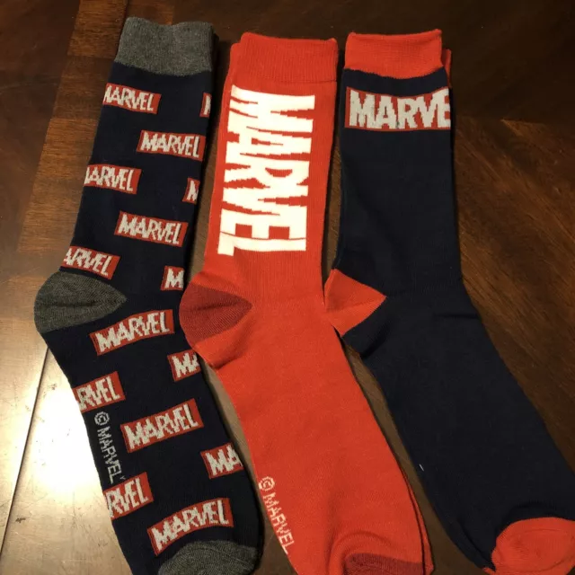 Crazy Socks,  Marvel Socks, 3 Pack, Size 10-13, Great Gift Teens Adults Kids