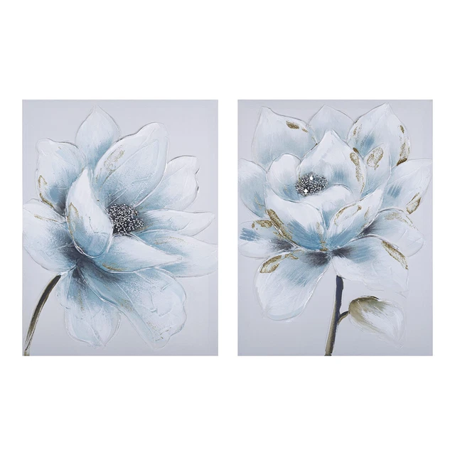 2 Panels Golden Leaf Lotus Oil Paint By Numbers Kit DIY Wall Art Home Decoration