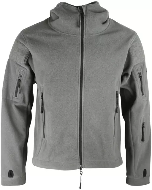 Giacca Pile con cappuccio Maglione felpa softair militare invernale uomo grigio 4