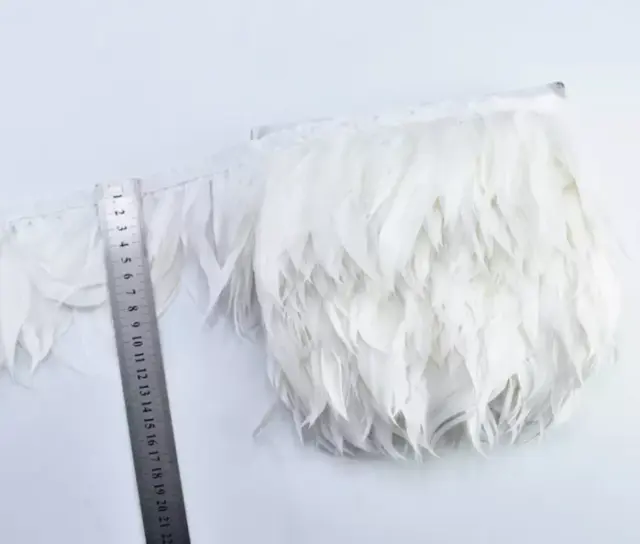 2 Metres White Shredded Goose Feather Fringe Ribbon Trim DIY Craft 2M