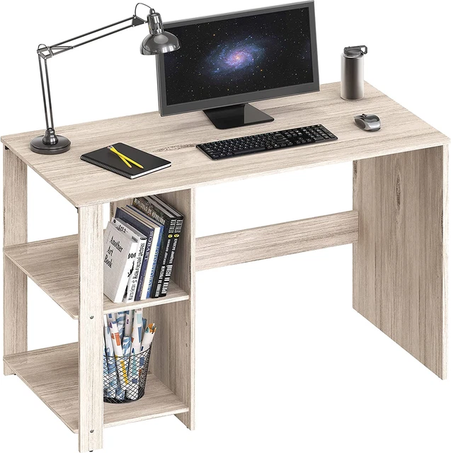 Home Office Computer Desk with Shelves, Maple