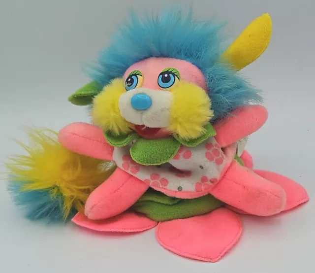 Vintage Popples Flower Reversable Plush Honeysuckle 5" 1987 Pink Yellow Blue