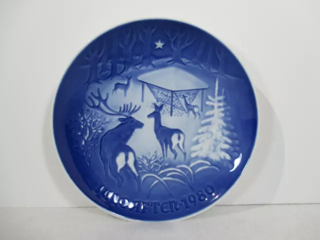Bing Grondahl Jule After Vintage 1980 Plate Christmas in the Woods Deer Feeding
